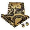 Bow Ties Men Necktie Gold Paisley Wedding Tie For Ring Silk Set Hanky Cufflinks DiBanGu Designer Business JZ03-71921291y