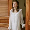 Women's Sleepwear Women Royal Nightgown Spring Night Gown Retro Lace Home Dress Princess Style Sexy Long Sleeves For 812213