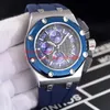 6 Sälj Herrklockorna 48 mm offshore 26568 Rostfritt stålfodral VK Quartz Chronograph Working Rubber Strap Men's Watche326G