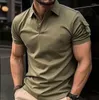 Men's Polos 2023 Summer Polo Shirt Solid Color Short-sleeved Lapel T-shirt Casual Fitted Top European And American Wear