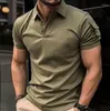 Herren Polos 2023 Sommer Poloshirt Einfarbig Kurzarm Revers T-Shirt Lässig tailliertes Top Europäische und amerikanische Kleidung