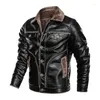 Men's Fur Leather Casual Thick Jacket Men 8XL Collar Jackets Winter Motorcycle Thermal Male Down Coats PU