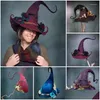 Wide Brim Hats Fashion Flowers Halloween Party Felt Witch Hat Mticolor Big Dress Up Cosplay Gifts Drop Delivery Accessories Scarves Gl Dh2Ou