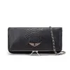 Bolsa de ombro feminina Zadig Voltaire Pochette Rock Swing Your Wings Tag Coin Bolsa de ombro de couro masculina designer franja mensageiro bolsa carteira bolsa de noite bolsa de marca