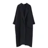 Cappotto da donna in misto lana double face in cashmere per donna Cappotti larghi stile accappatoio lunghi sopra il ginocchio in lana nera versione coreana 230925