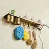 Conjunto acessório de banho montado na parede antigo cobre escovado escova de dentes titular rack de armazenamento de cozinha apppliance ferramentas suportes organizador