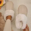 Slippers 2023 Winter Warm Indoor Bont Slippers Vrouwen Zacht Pluche Gevoerd Thuis Katoenen Schoenen Vrouw Comfy Antislip slaapkamer Fuzzy Slippers Paar T230926