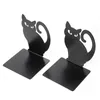 Decorative Objects Figurines 1 Pair Black Cute Cat Metal Bookends Hollowout Persian Kitten Book Stands Lightweight Durable NonSlip Holders 230926