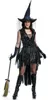 Accessori per costumi Halloween Ladies Black Paillettes Witch Adult Women Book Day Wicked Sorceress Fancy Dress