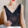 Women's Tanks Summer Blouses Sleeveless Ladies Black Beautiful Elegant Satin Silk For Women Plus Size TopBlouses Bod