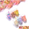 Charms 10st Colorf Harts Milk Tea Cup Drink Bottle Glass Pendants With Inside For Jewelry Diy Handgjorda halsband Tillbehör Drop Deli Dhxic