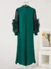 Basic Casual Dresses LANMREM Maxi Pleated Dress Round Neck Spliced Fungus Full Sleeve Dresses For Women Spring Clothing 2Qa1331 230926