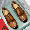 Nya mäns retro mode läderskor läder England casual single skor Bullock Tide Shoes Men's Single Shoes Large Size A30