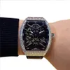 A buon mercato Nuovo Saratoge Vanguard V 45 T SQT nero cavo scheletrato quadrante automatico orologio da uomo cassa con diamanti lunetta cinturino in pelle cinturino in caucciù Gen298o