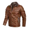 Men's Fur Leather Casual Thick Jacket Men 8XL Collar Jackets Winter Motorcycle Thermal Male Down Coats PU