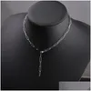 Anhänger Halsketten Mode Edelstahl Halskette Lange Schlüsselbein Kette Choker Für Frauen Männer Boho DIY Schmuck Geschenk Kragen Hombres Drop dhulh