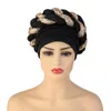 BeanieSkull Caps Arab Wrap Muslim Scarf Hijabs Turbans African Headtie Sequin Braid Hat for Women Pleated Beanie Headwrap Hair Accessories 230926