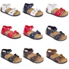 Slippers Boys Casual Shoes Girls Buckles Sandals Children Summer Beach Leather Flip Flops Wood Sole Slides Comfortable Wear With Shoe Box