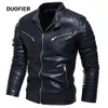 Herren Leder Faux 2023 Winter Schwarze Jacke Männer Pelz Gefüttert Warm Motorrad Slim Street Fashion Schwarz Biker Mantel Plissee Design Reißverschluss 230925