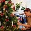 Decorazione per feste 5 pezzi Christma Bacche artificiali Simulazione Stame di ciliegia rossa Ornamenti per alberi di Natale Anno Ghirlanda di fiori fai da te