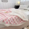 Blankets Checkerboard Plaid Lamb Blanket Soft Thick Fluffy Warm Nap Double Sided Velvet Sofa Cover Bed Bedspread