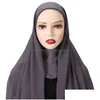 Hijabs 1Pc Chiffon Hijab Veil For Muslim Women Instant Je Ladies Islam Cap Scarf Fashion Headband Shawl Head Wrap Soft Turban Drop Del Dhuov