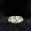 Кольца кластера, продажа серебряного цвета, индивидуальное мужское открытое кольцо ручной работы с рельефом травы «Летящий орел» TJ-628