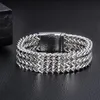 Classical Father's Day's Gift Street Style 18mm 102g Biker Huge Heavy Stainless Steel 3 Row Figaro Chain Bracelet Men Hi312y