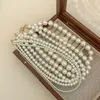 Choker Huami luksusowa moda 4-12 mm szklany naszyjnik perłowy prosty tekstur