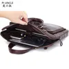 Briefcases Men's Bag Genuine Leather Crossbody Bags For Male Messenger Shoulder Bags 14'' Laptop Briefcases Man Office Handbags 230925