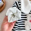 Комбинезоны для малышей, комбинезон на флисовой подкладке, комбинезон для детей 0-2 лет, зимний утепленный комбинезон с изображением медведя для новорожденных, детская уличная одежда 230925