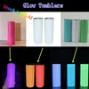 ABD Stocks Glow Tumbler süblimasyon 20oz Saman kapağı Paslanmaz Çelik Çift Duvar DIY Boşluklar İnce Water310u