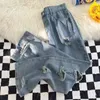 Men's Jeans Spring and Autumn New Style Ripped Pant Korean Street Fashion Straight Loose Denim Trousers Baggy Blue Casual Pants L68 230926