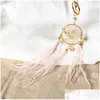 Nyckelringar Pearl Feather Chains Holder Dreamcatcher Pendants Car Keychain Keyrings For Girls Women Bag Hanging Fashion Charm Drop Deliv DH9LD