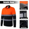 他の2トーン長袖安全ポロシャツオレンジオレンジハイ視認性ポケット付き反射シャツこんにちはワークシャツ230925