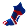 Men's Socks Resistant Anti-Bacterial Bright Color Webbing Sweat Absorption Patchwork Striped Five Finger Short Tube