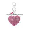 Nyckelringar Rhinestone Korean Flanell Love Shape Keychain Pendant Tassel Bag Tillbehör Bil Keyring Charm Drop Delivery Jewel Dhpdd