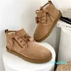 Stivali da uomo stivali Ultra Designer Platform Snow Fur Scarpe calde Caviglia in vera pelle di castagno