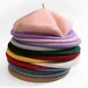 Berets Winter Warm Faux Wool Beret Women Girls French Artist Beanie Hat Cap Red Black Purple Beige Orange Kawaii Flat Top Caps Warmers 230926