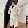 Casaco De Lã Masculino Coreano Com Carcela Dupla Moda Sense Light Luxuoso Tweed Outono E Inverno Bonito Médio Longo