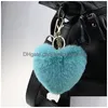 Porte-clés Mode en forme de coeur en peluche porte-clés 10 cm imitation fourrure de lapin chaîne voiture porte-clés décoration pendentif 7 couleurs livraison directe Je Dhauc