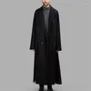 Men's Wool Coat Black Slim Fit Spring And Autumn Large Leisure Super Loose Long Sweater Fashion