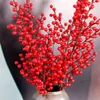 Decorative Flowers 1-12 Branches With 30 Heads Artificial Berries Branch Bouquet Red Holly Berry Stamen Plants Christmas Party Home Decor