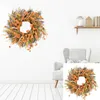 Flores decorativas guirlanda de outono com bolas de trigo e laranja estilo fazenda decoração de porta de outono