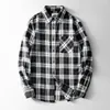 Men's Casual Shirts Amikaji Mens Long Sleeve Plaid For Men Regular Fit Shirt Jackets Button Down Fall 2023 Lightweight Shacket Outwear