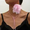 Halsband, Party, romantische Blume am Hals, Dekoration, Damen-Halskette, ausgefallene Rose, elegante Spitze, lange Seilkette, Halskette, Schmuck