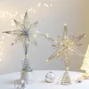 Juldekorationer träd toppers stjärna led lätta lampor hem för ornament år 2024 festivalfest