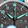 IWC Gezandstraalde chronograaf Volledig mat Functioneel Aviator Titanium Effect Antireflectiecoating Spiegel 46 uur gangreserve Gratis band bij bestelling Luxe horloge