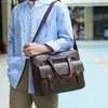 Maletines Maletín Bolsa para hombre PU Cuero Vintage Bolsos Computadora Portátil 14 Messenger Portfolio Crossbody Bag Male 230925