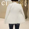 여자 양모 패션 코트 여성 v- 넥 슬림 더블 가슴 작은 향기 짧은 모직 재킷